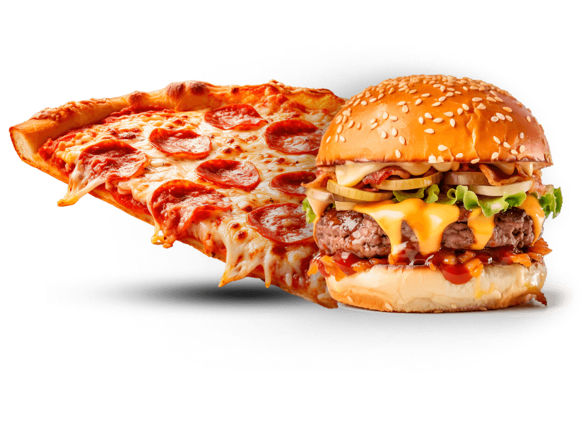 Pizza e Hambúrguer