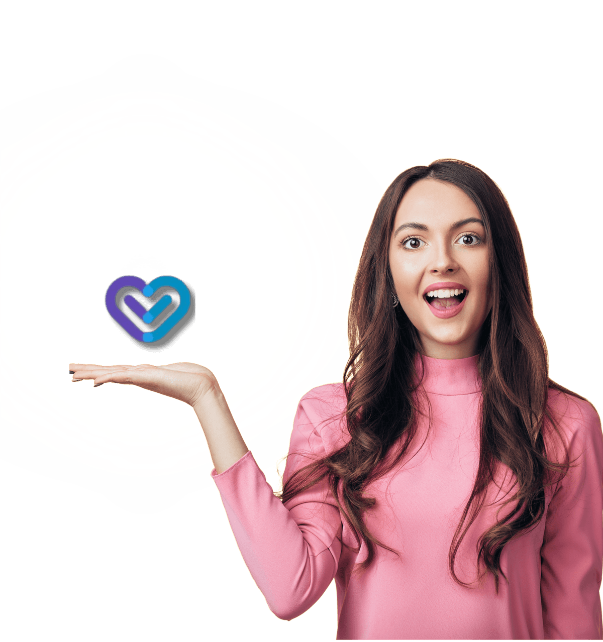 Mulher sorrindo com logo Go Saúde